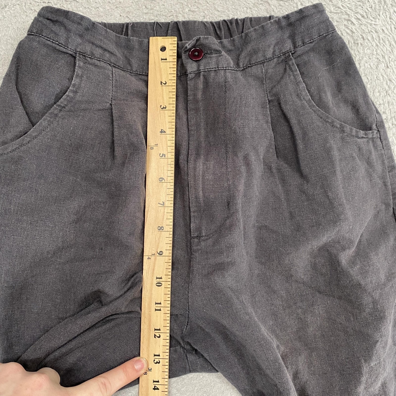 Micaela Greg Barrel Pants Womens Xs Gray Linen Cotton Pleated Cuffed Ankle — image 5 of 8